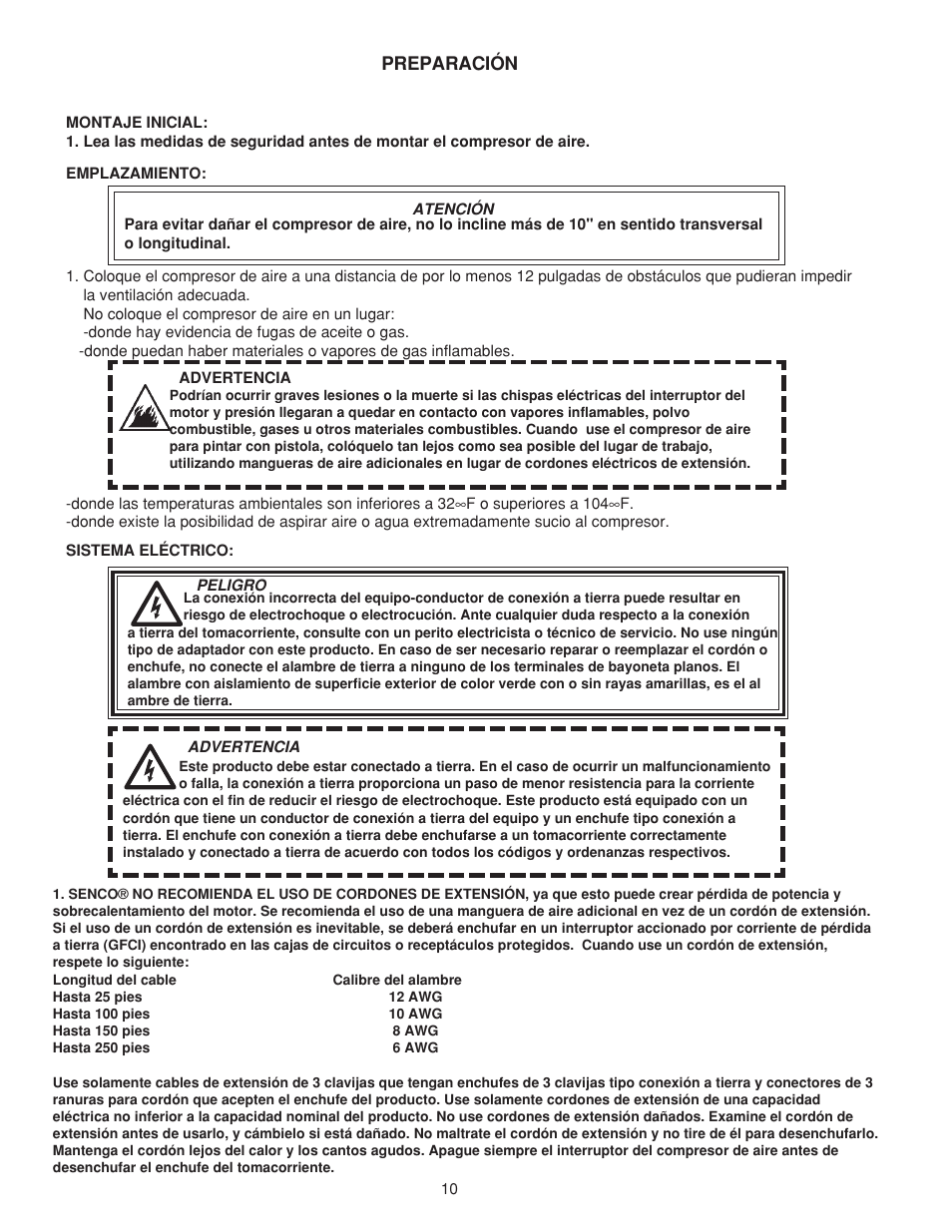 Preparación | Senco PC0968 User Manual | Page 42 / 48
