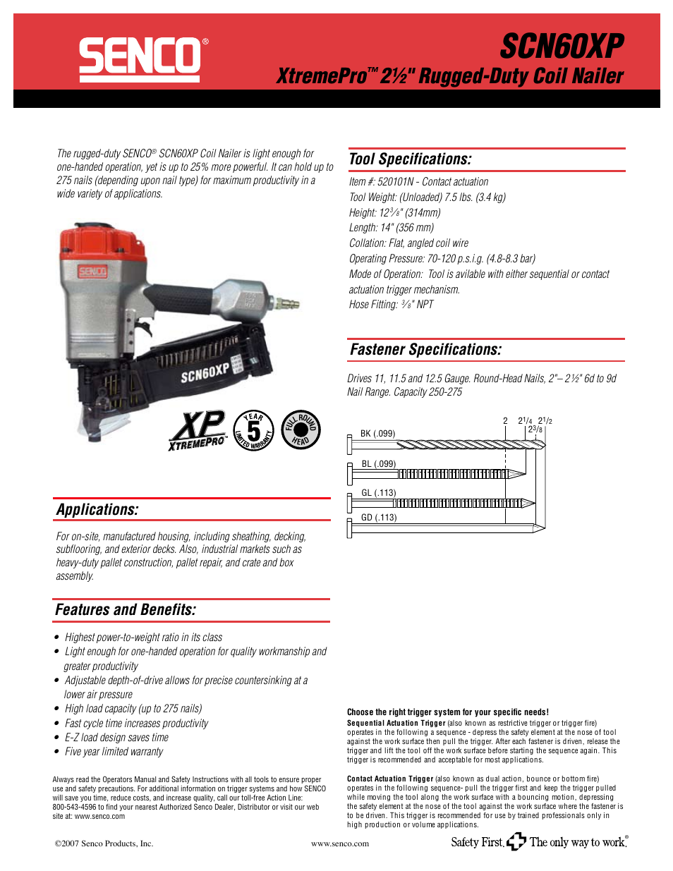 Senco SCN60XP User Manual | 1 page