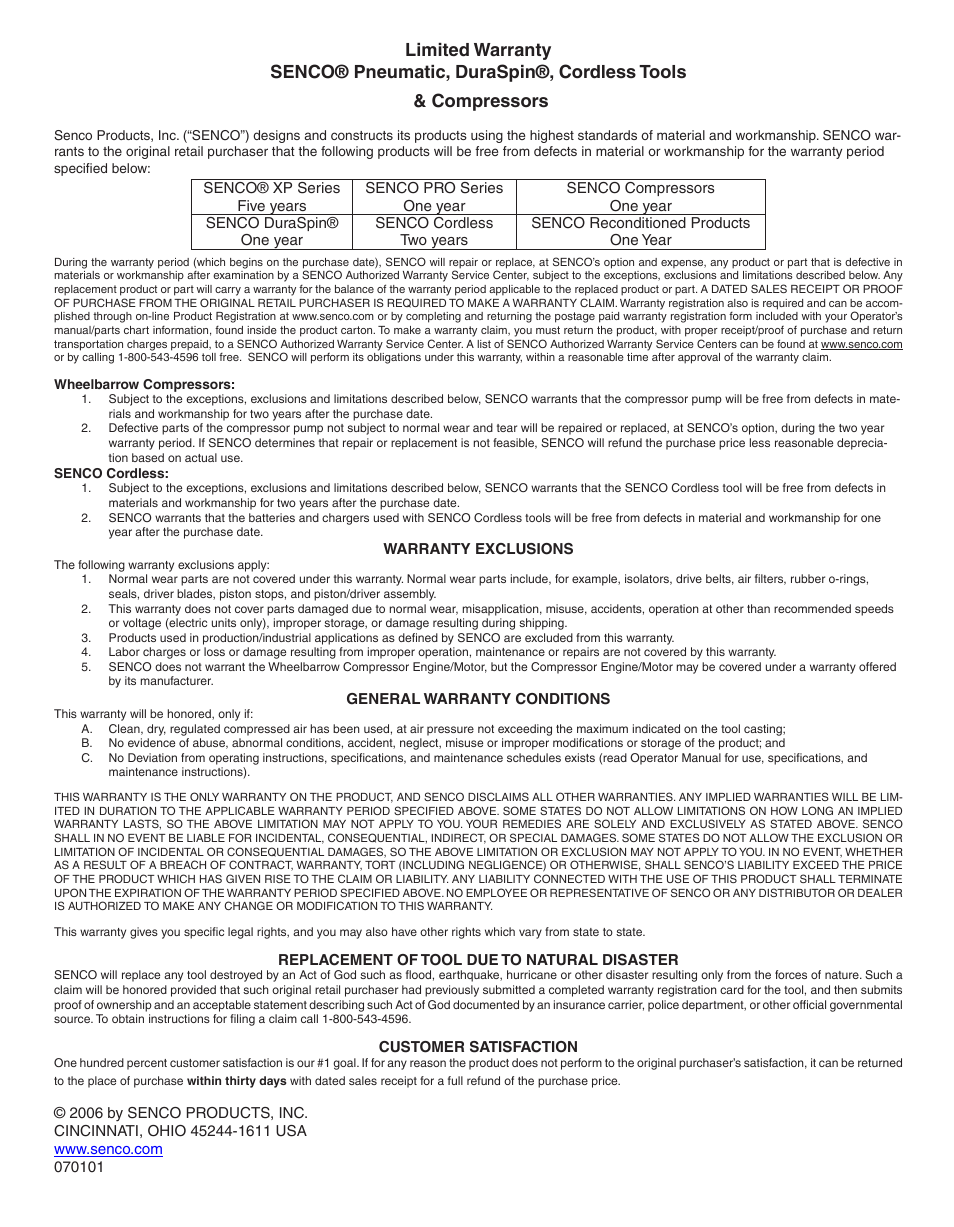 Senco SFW10XP User Manual | Page 10 / 10