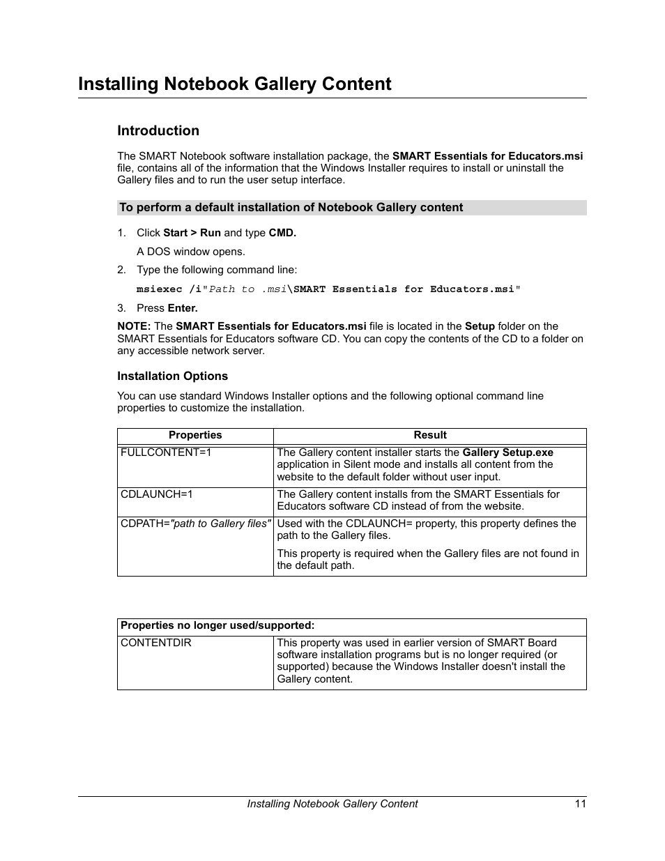 Installing notebook gallery content, Introduction, Installation options | Smart Technologies SMART Board Software 9.5 User Manual | Page 15 / 32