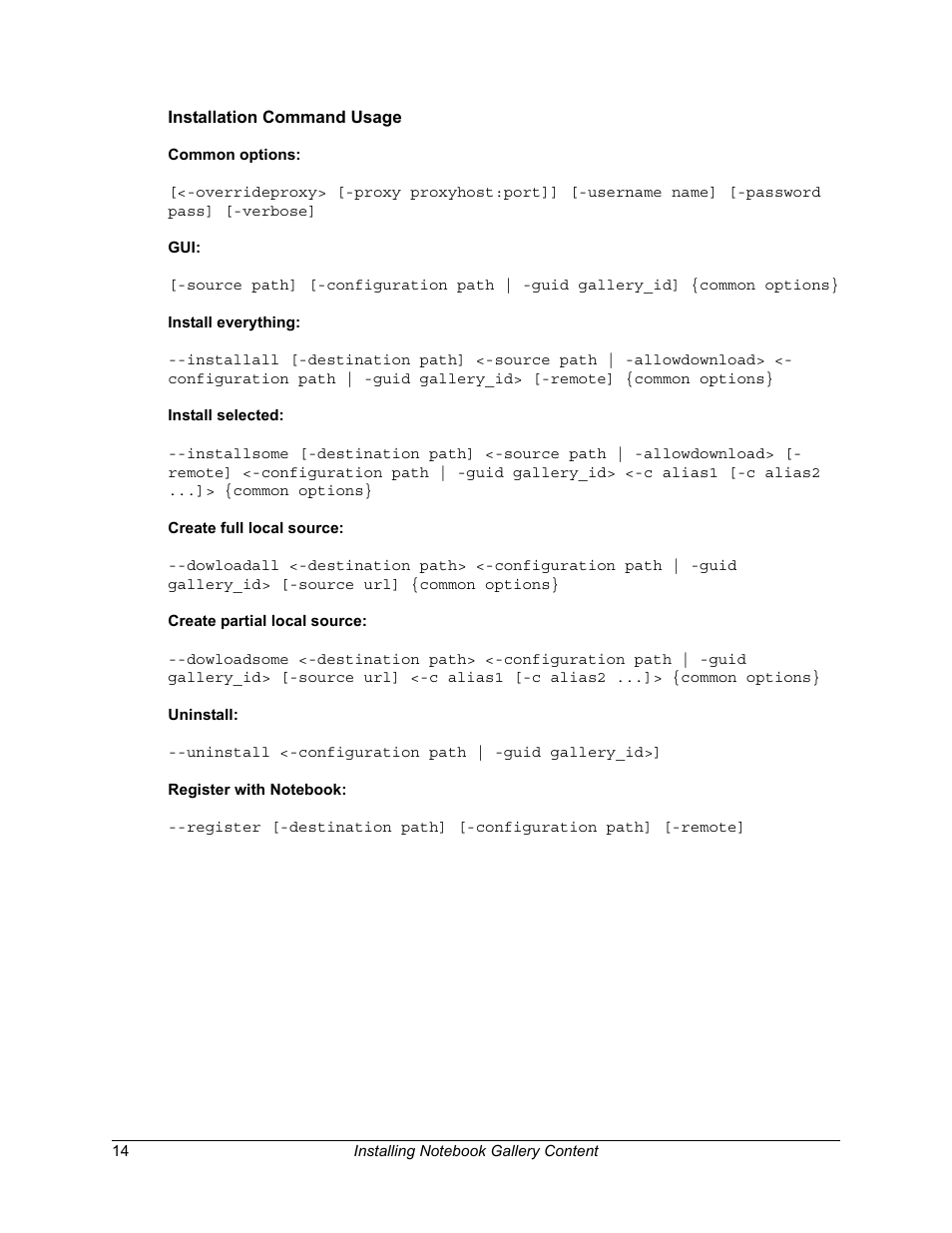 Installation command usage | Smart Technologies SMART Board Software 9.5 User Manual | Page 18 / 32