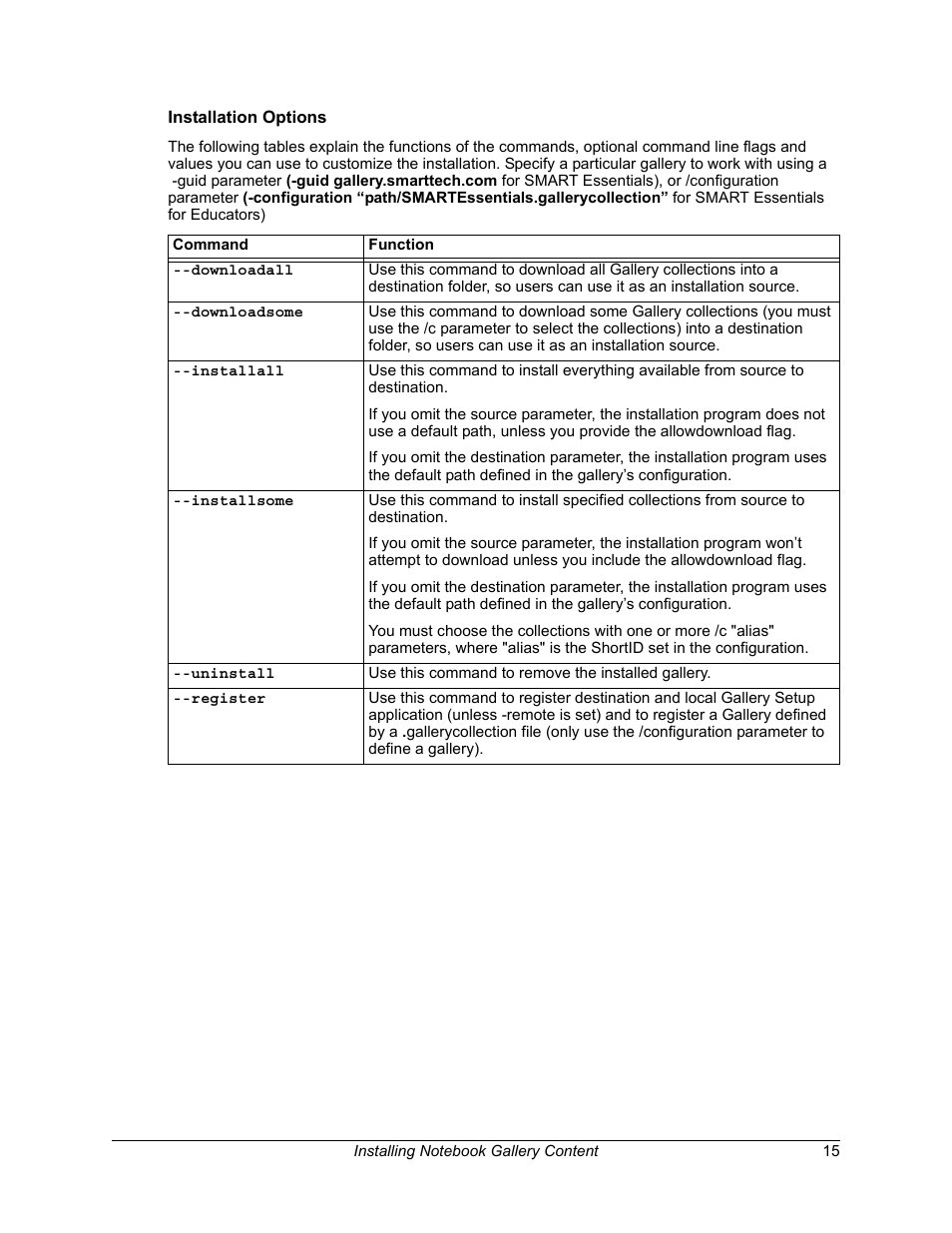 Installation options | Smart Technologies SMART Board Software 9.5 User Manual | Page 19 / 32