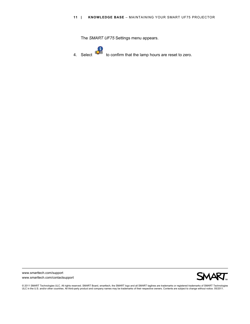 Smart Technologies SMART UF75 User Manual | Page 11 / 11