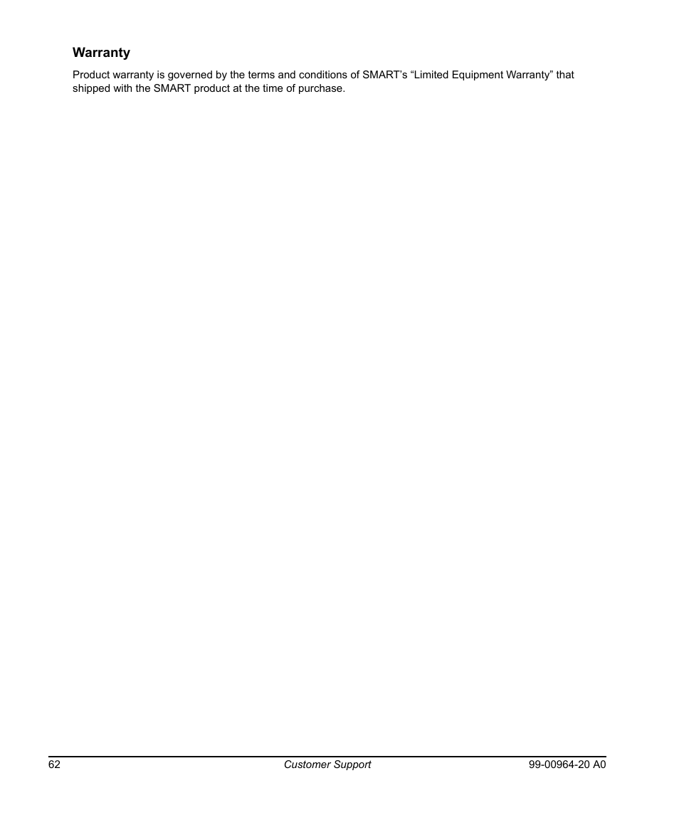 Warranty | Smart Technologies Smart Board 560 and 580 Interactive Whiteboards And UF55 Projectors 99-00964-20 User Manual | Page 72 / 76