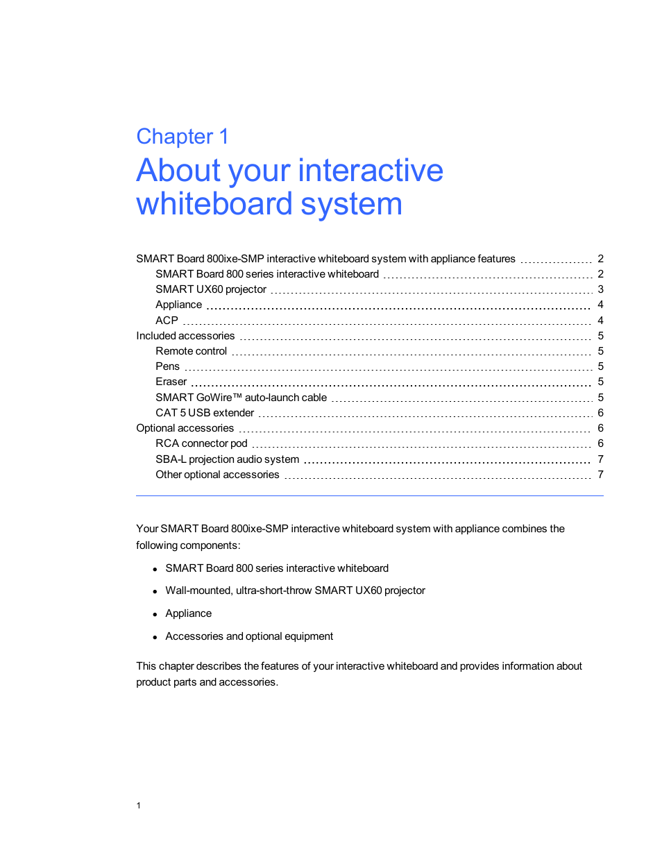 Chapter 1 | Smart Technologies Smart Board 800ixe-SMP User Manual | Page 11 / 110