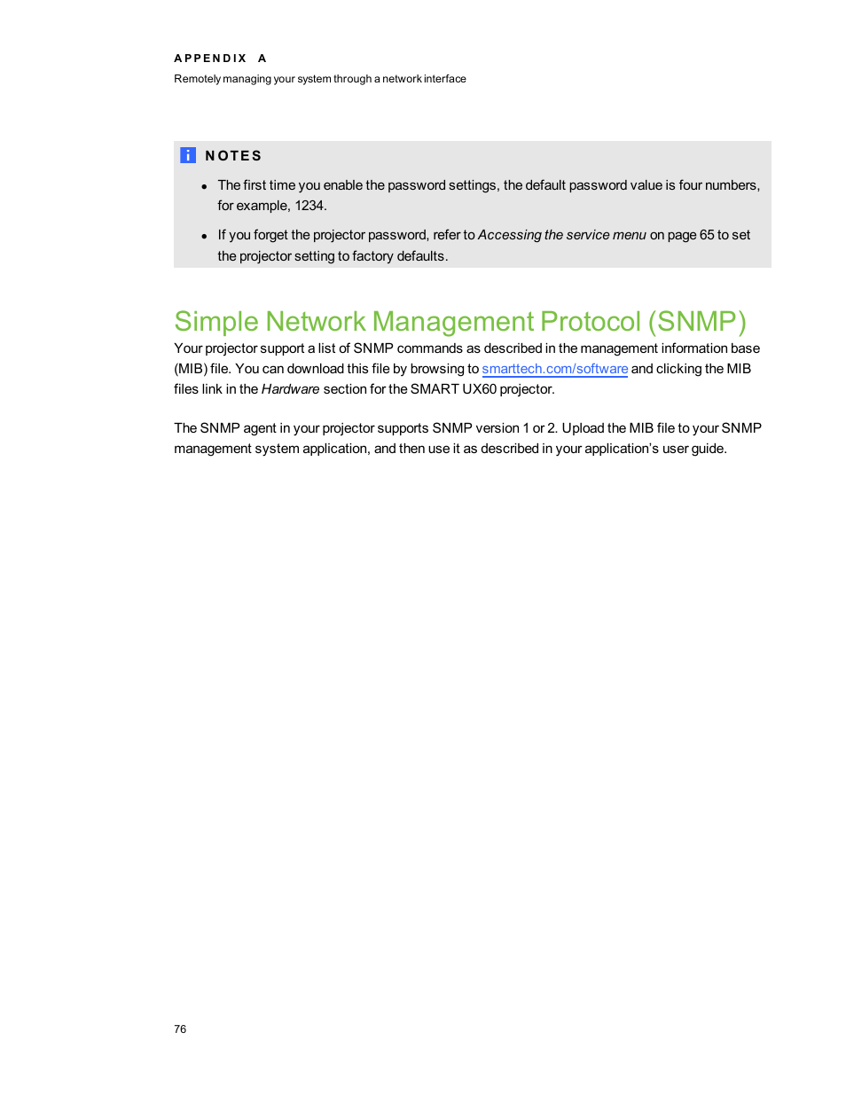 Simple network management protocol (snmp) | Smart Technologies Smart Board 800ixe-SMP User Manual | Page 86 / 110