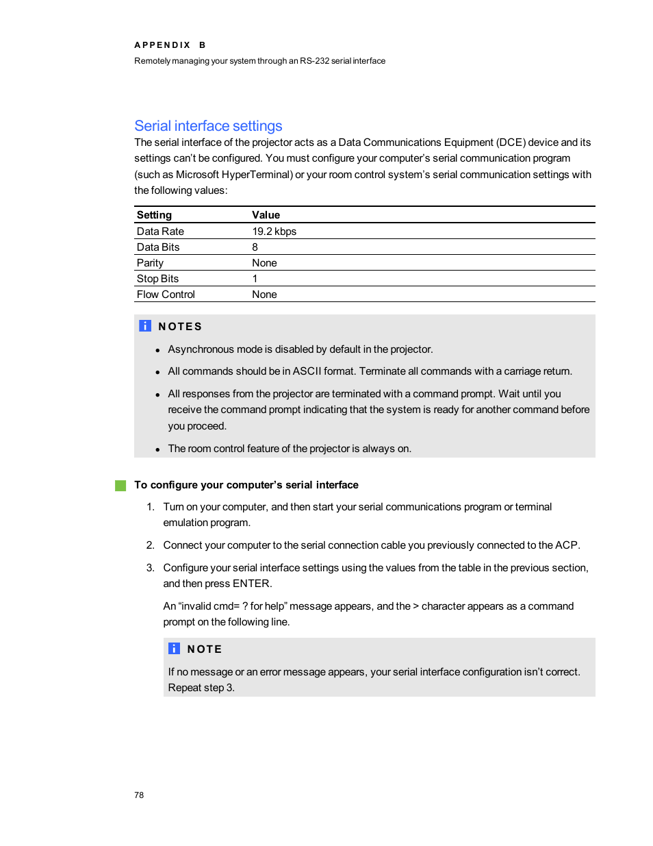 Serial interface settings | Smart Technologies Smart Board 800ixe-SMP User Manual | Page 88 / 110