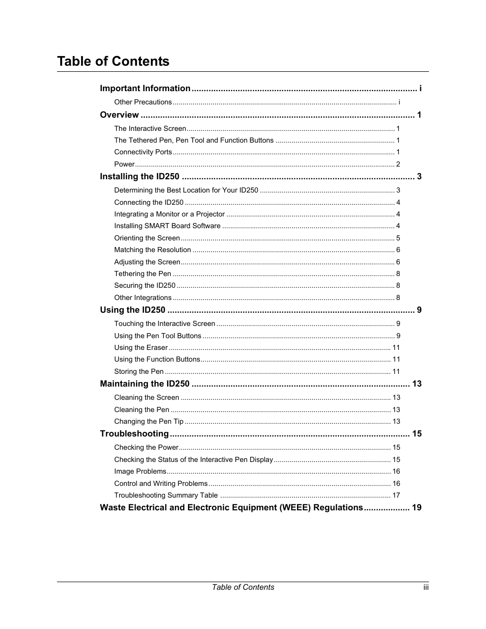 Smart Technologies Sympodium ID250 User Manual | Page 5 / 31