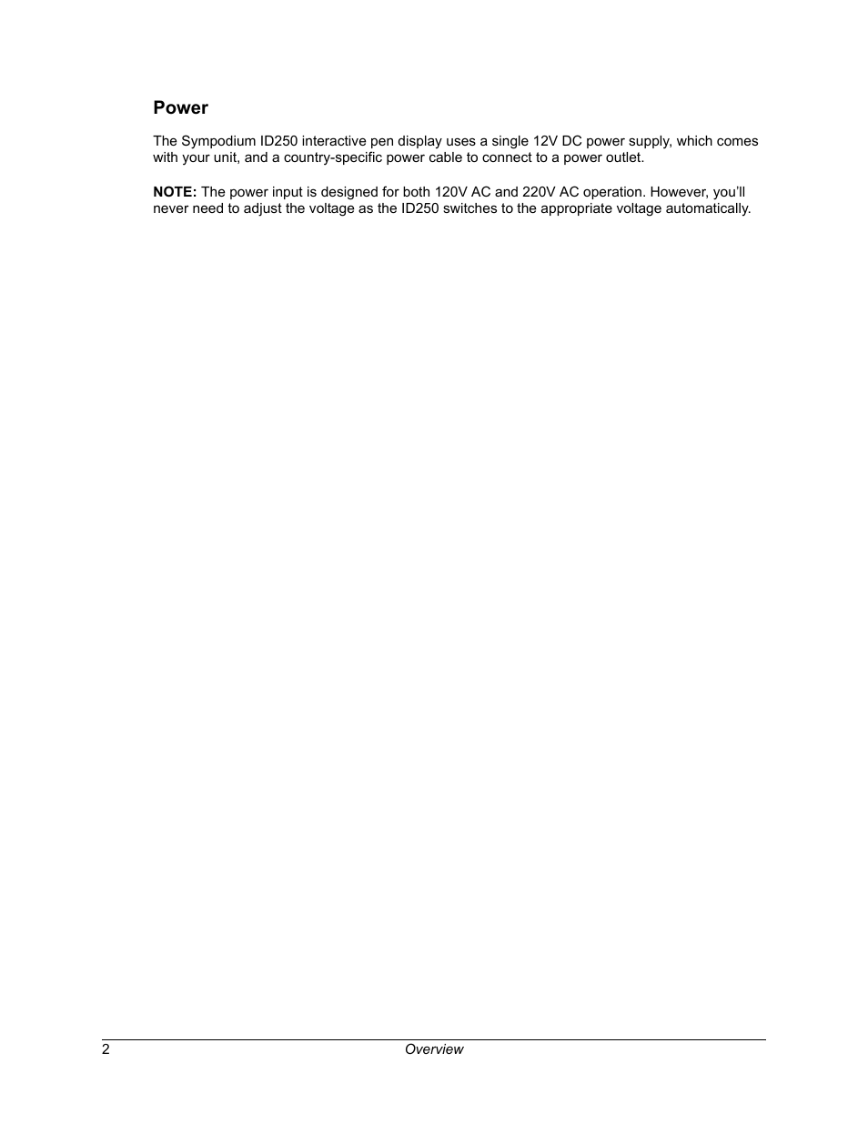 Power | Smart Technologies Sympodium ID250 User Manual | Page 8 / 31