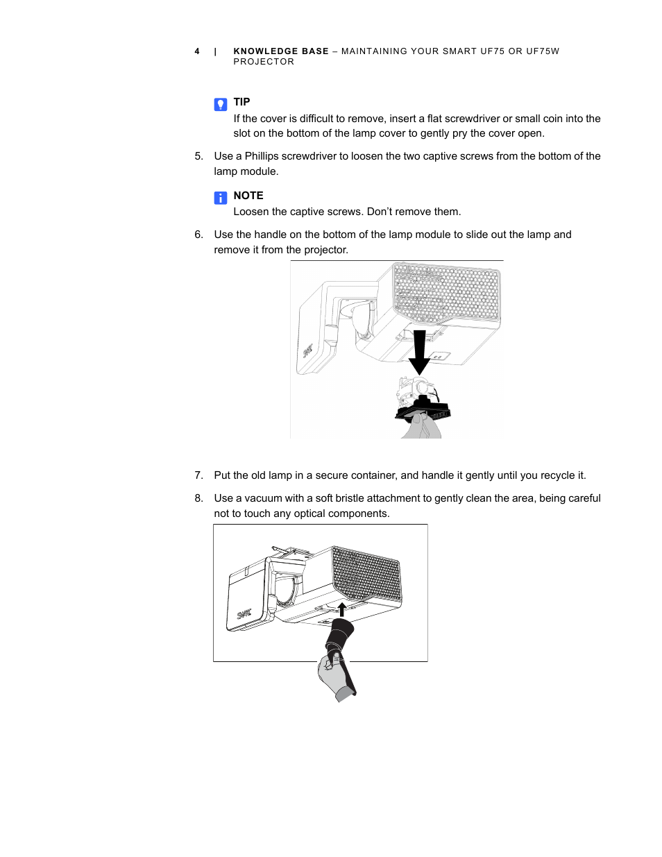 Smart Technologies Smart Projector UF75/UF75w User Manual | Page 4 / 10