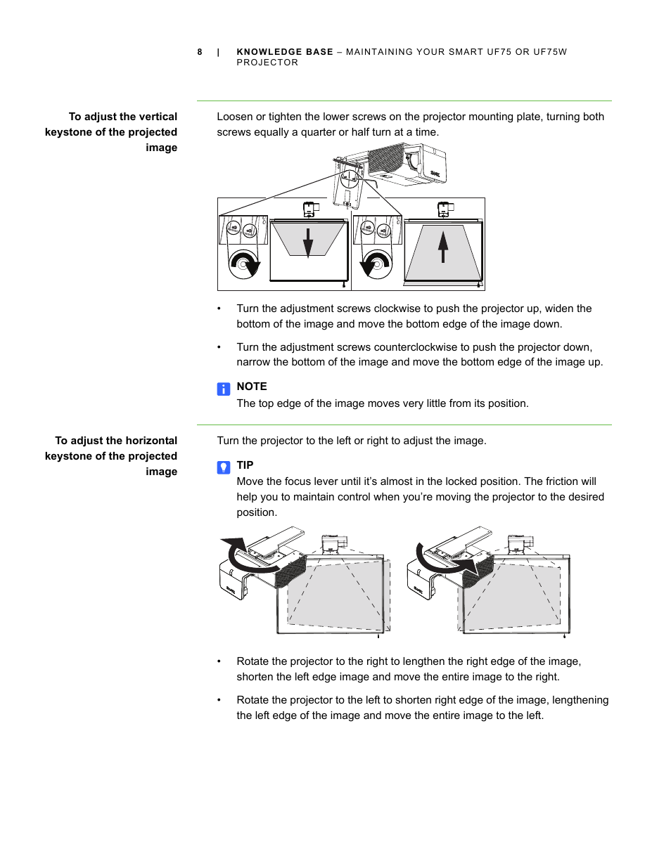 Smart Technologies Smart Projector UF75/UF75w User Manual | Page 8 / 10