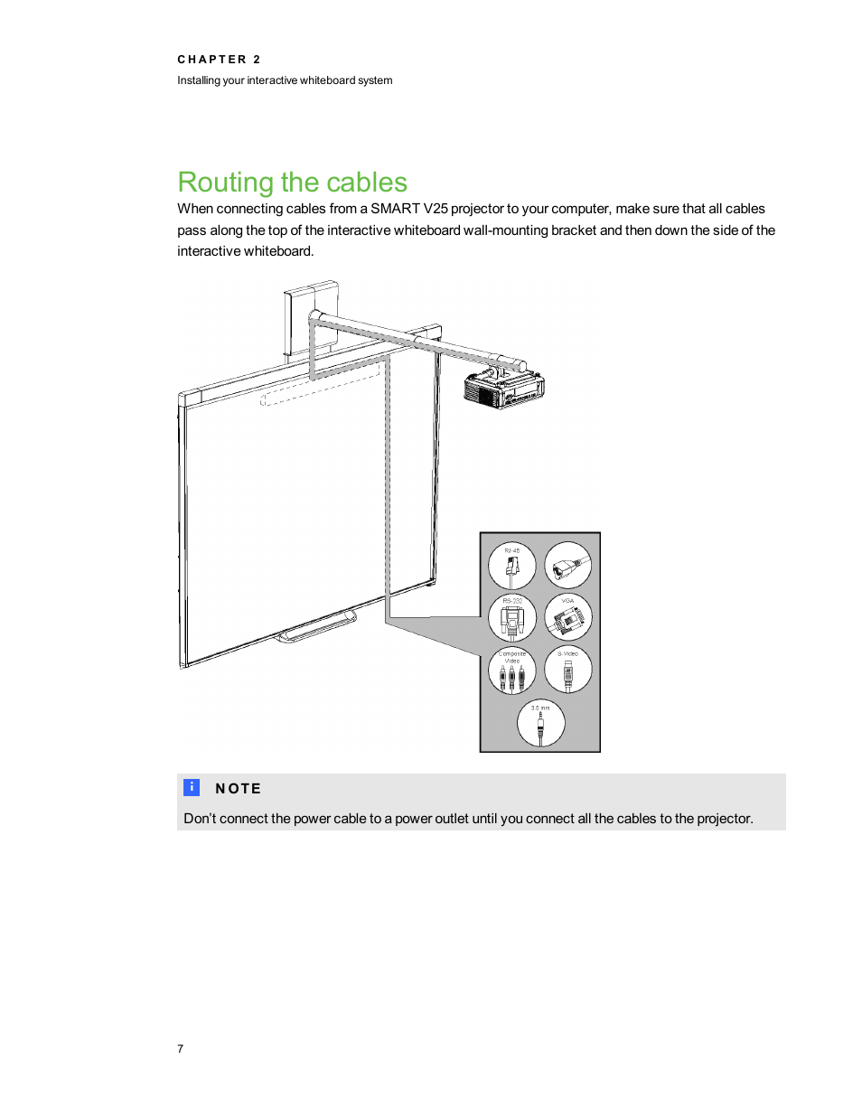 Routing the cables | Smart Technologies Smart board Interactive Whiteboard system 400iv User Manual | Page 17 / 88