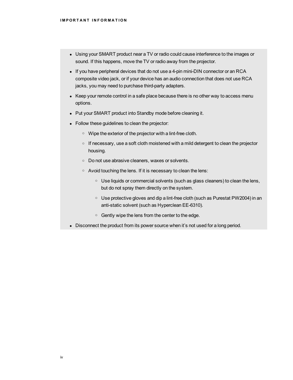 Smart Technologies Smart board Interactive Whiteboard system 400iv User Manual | Page 6 / 88