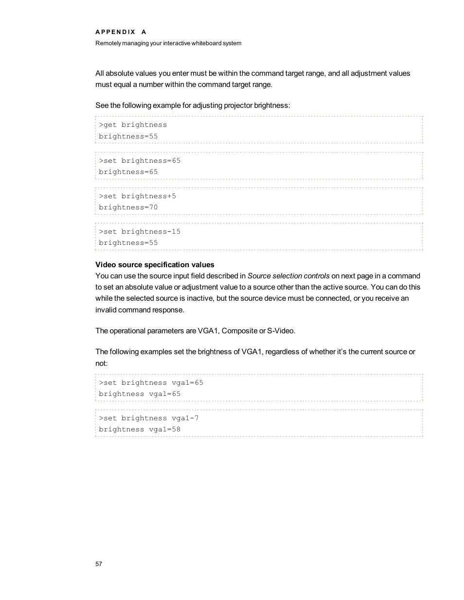 Video source specification values | Smart Technologies Smart board Interactive Whiteboard system 400iv User Manual | Page 67 / 88