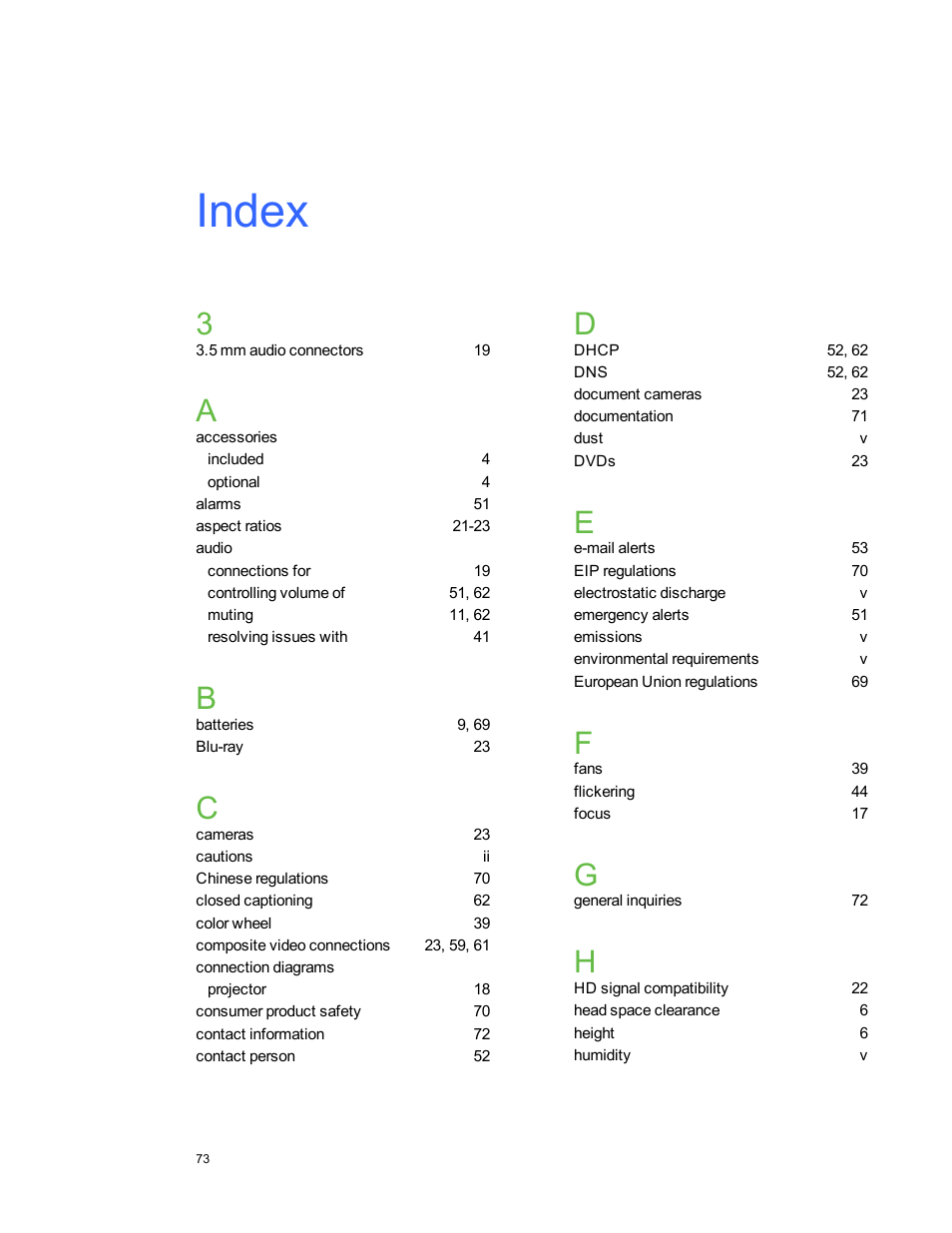 Index | Smart Technologies Smart board Interactive Whiteboard system 400iv User Manual | Page 83 / 88