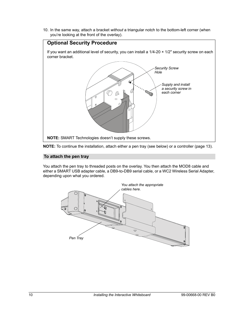 Optional security procedure | Smart Technologies Smart Board For Flat-PanelDisplays 99-00668-00 User Manual | Page 18 / 40