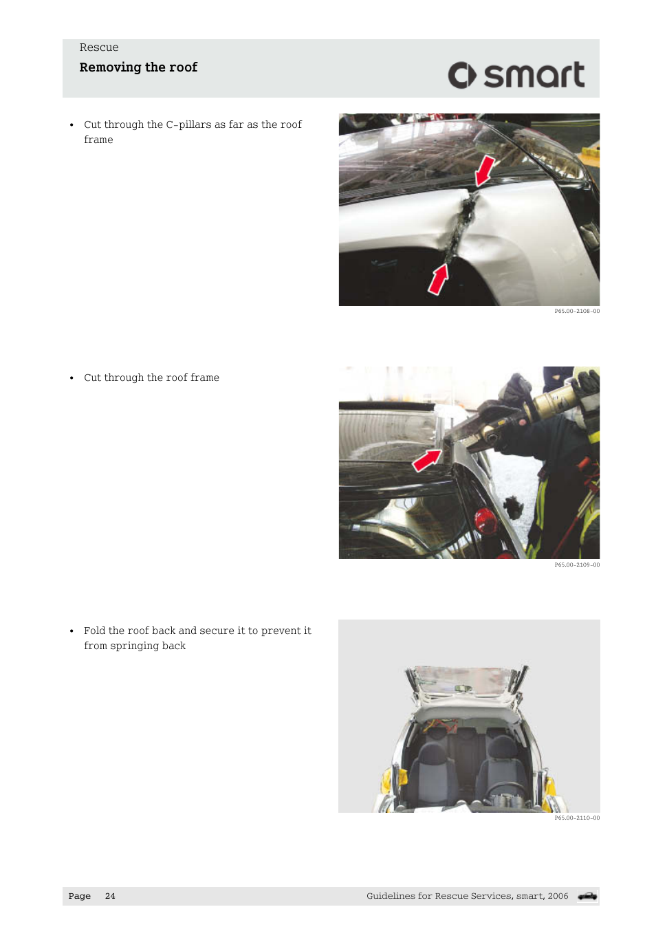 Removing the roof, Rescue | Smart Technologies smart forfour 454 User Manual | Page 25 / 44