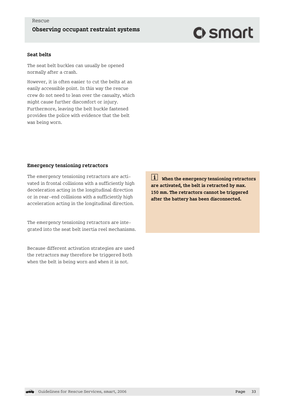 Observing occupant restraint systems | Smart Technologies smart forfour 454 User Manual | Page 34 / 44
