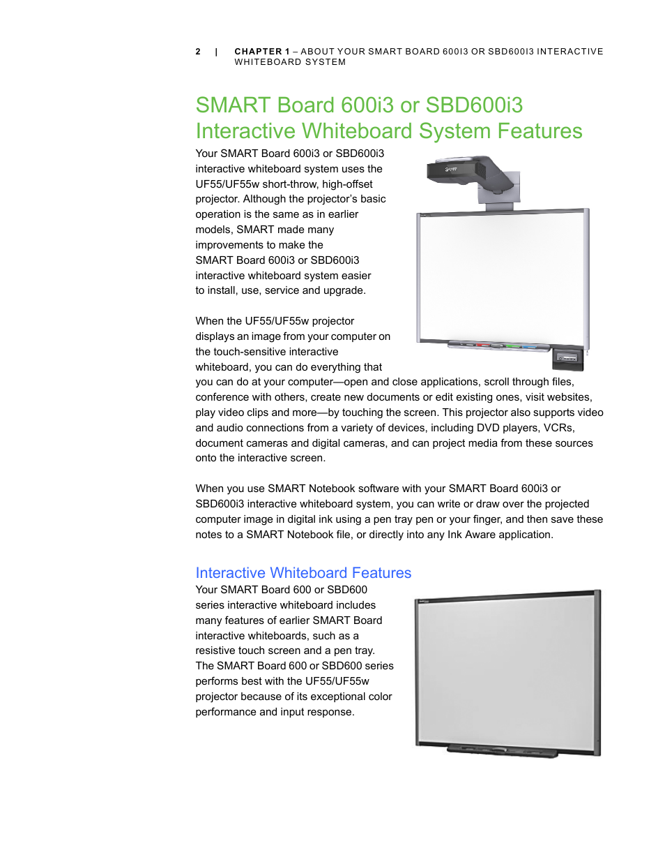 Interactive whiteboard features | Smart Technologies 600i3 User Manual | Page 14 / 86