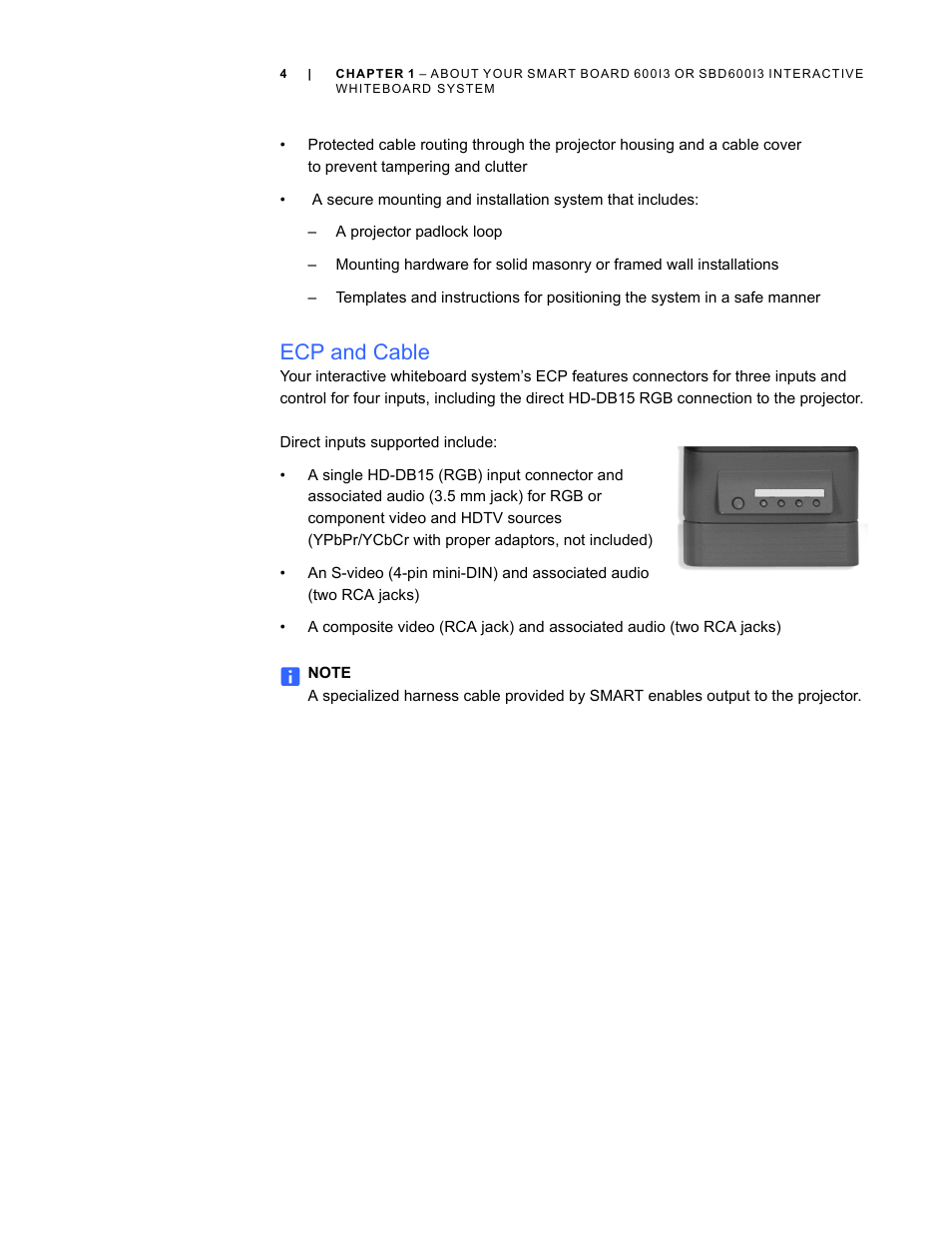 Ecp and cable | Smart Technologies 600i3 User Manual | Page 16 / 86