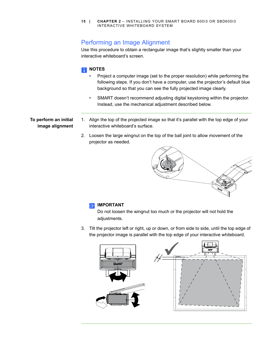 Performing an image alignment | Smart Technologies 600i3 User Manual | Page 27 / 86