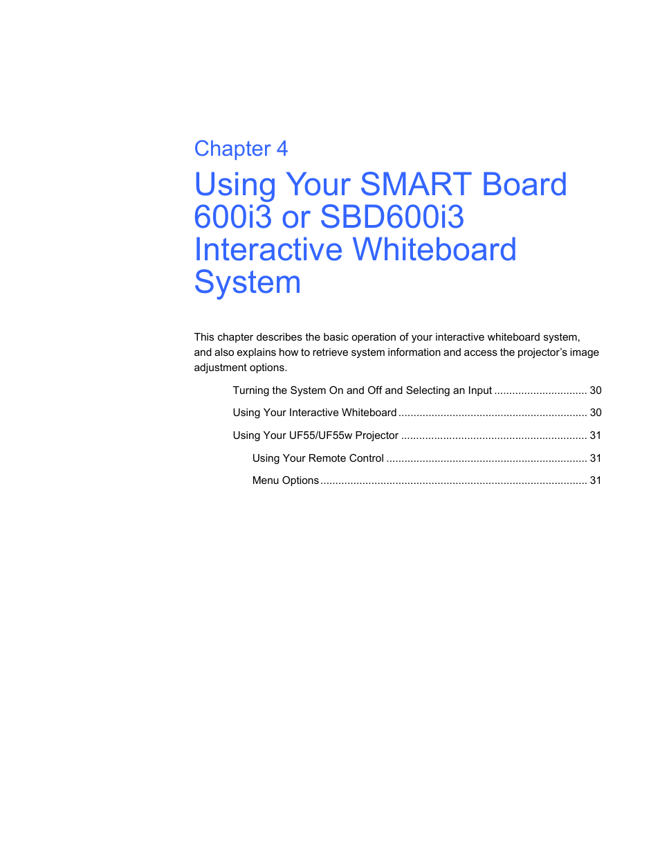 Using your smart board 600i3 or, Chapter 4 | Smart Technologies 600i3 User Manual | Page 41 / 86