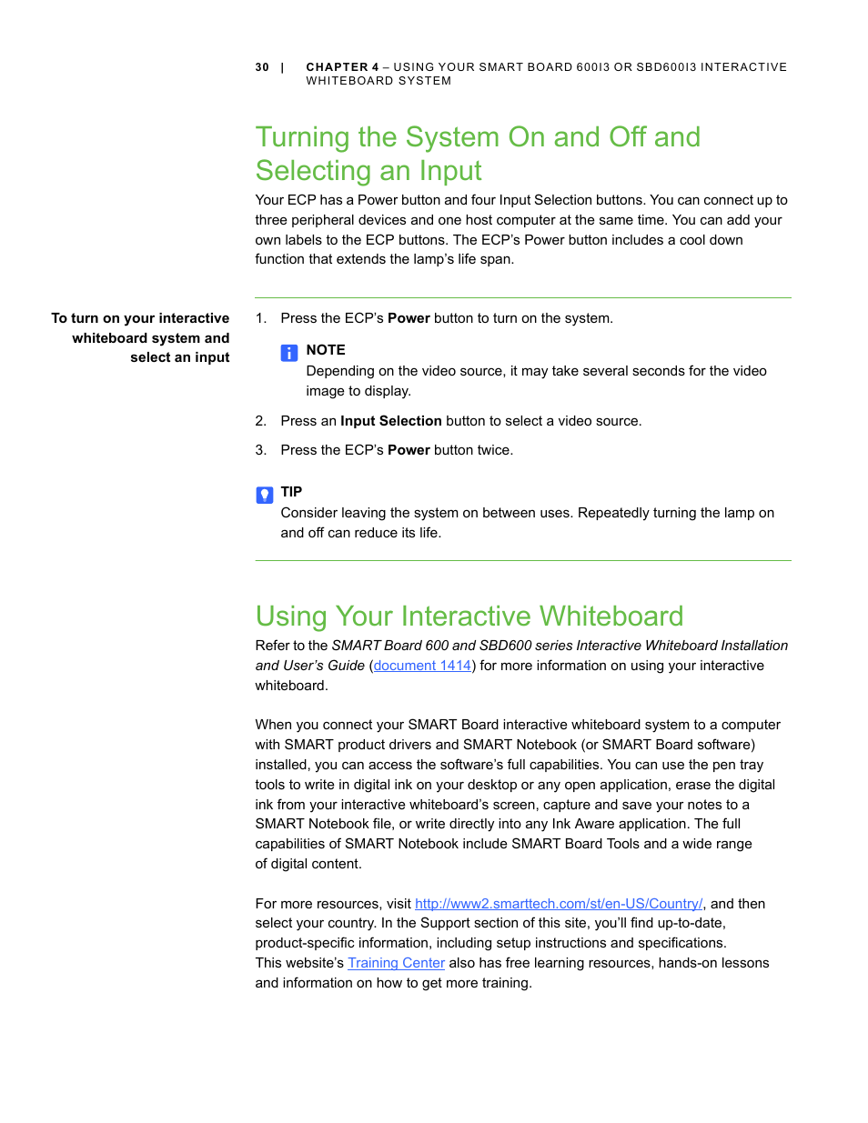 Using your interactive whiteboard | Smart Technologies 600i3 User Manual | Page 42 / 86