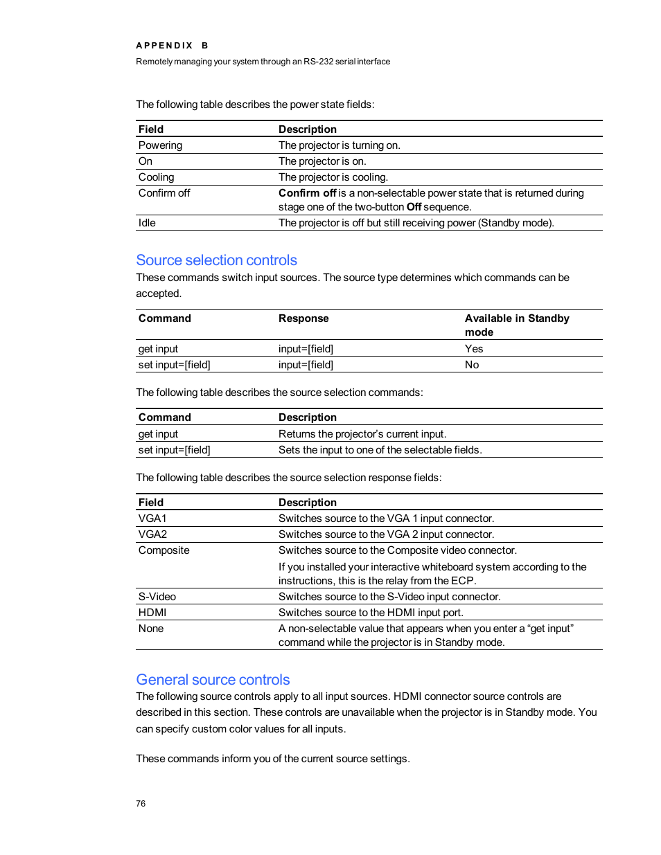 Source selection controls, General source controls | Smart Technologies SMART Board 800i5-SMP User Manual | Page 88 / 106