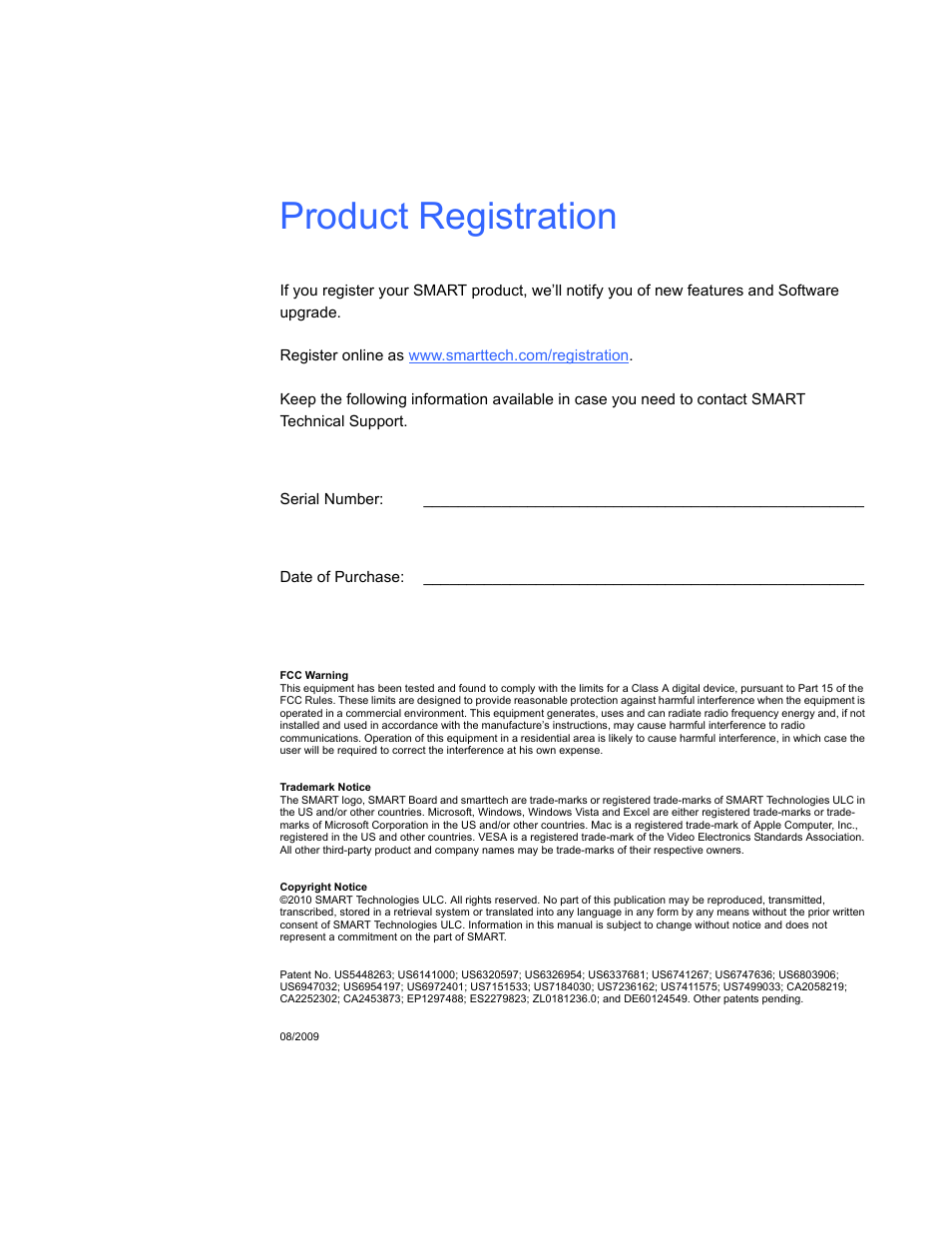 Product registration | Smart Technologies ID422w User Manual | Page 2 / 66