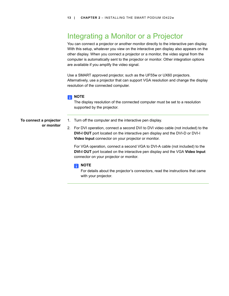 Integrating a monitor or a projector | Smart Technologies ID422w User Manual | Page 23 / 66