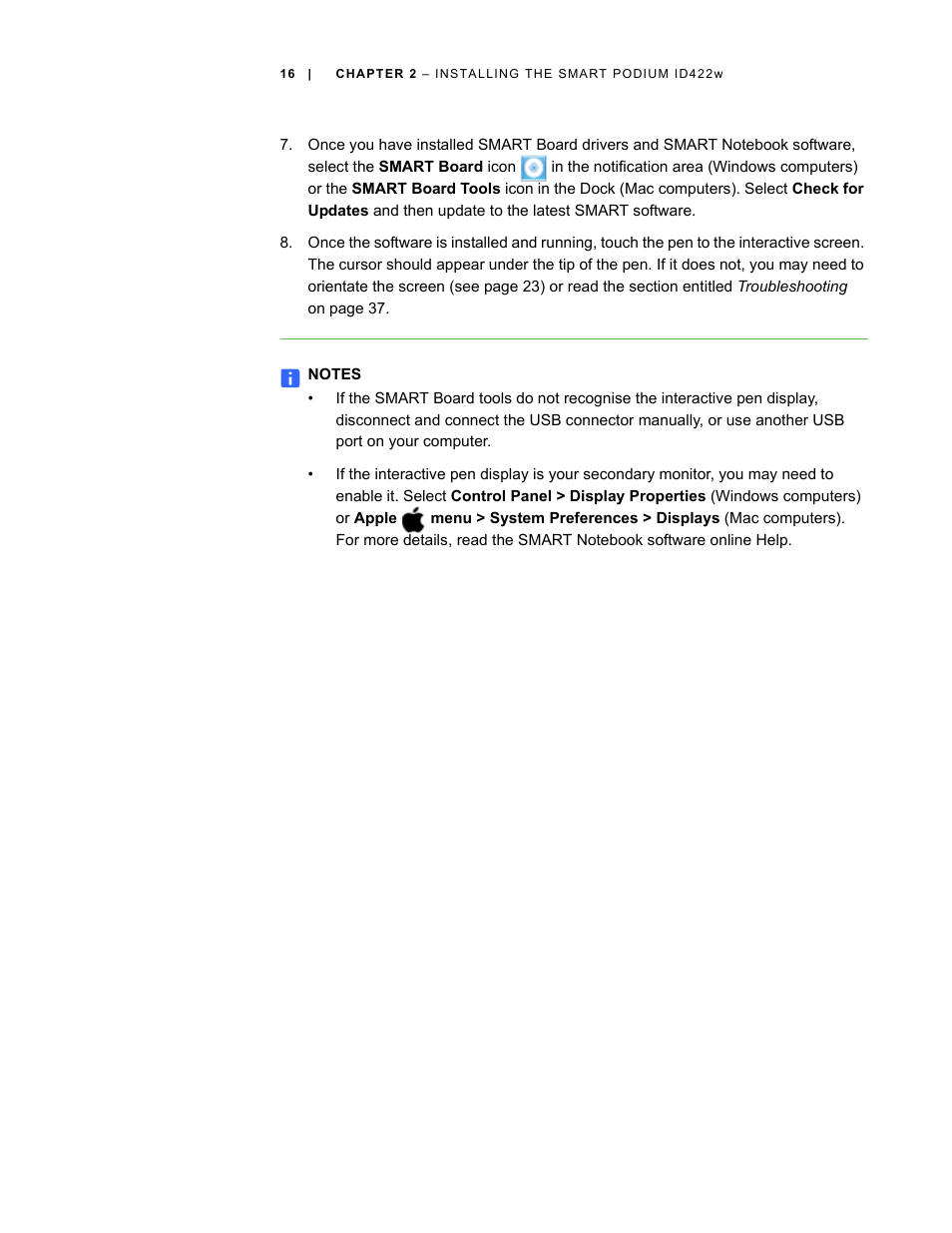 Smart Technologies ID422w User Manual | Page 26 / 66