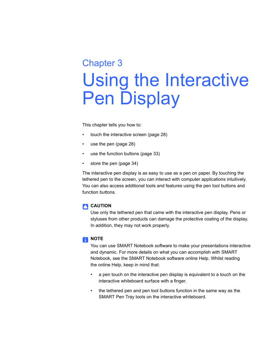 Using the interactive pen display, Chapter 3 | Smart Technologies ID422w User Manual | Page 37 / 66