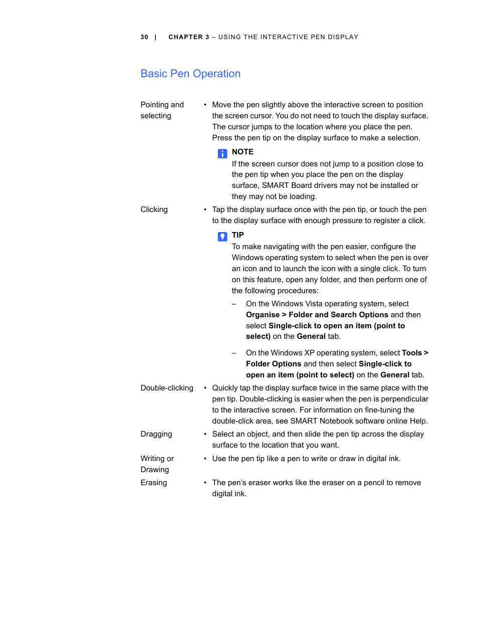 Basic pen operation | Smart Technologies ID422w User Manual | Page 40 / 66