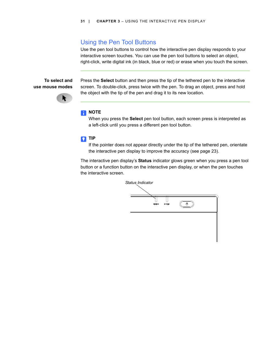 Using the pen tool buttons | Smart Technologies ID422w User Manual | Page 41 / 66