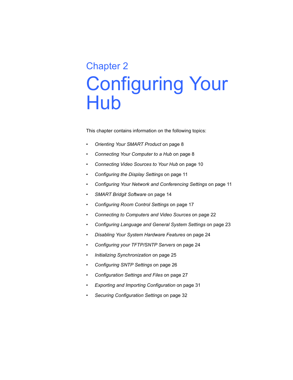 Configuring your hub, Chapter 2 | Smart Technologies SMART Hub SE240 User Manual | Page 13 / 58