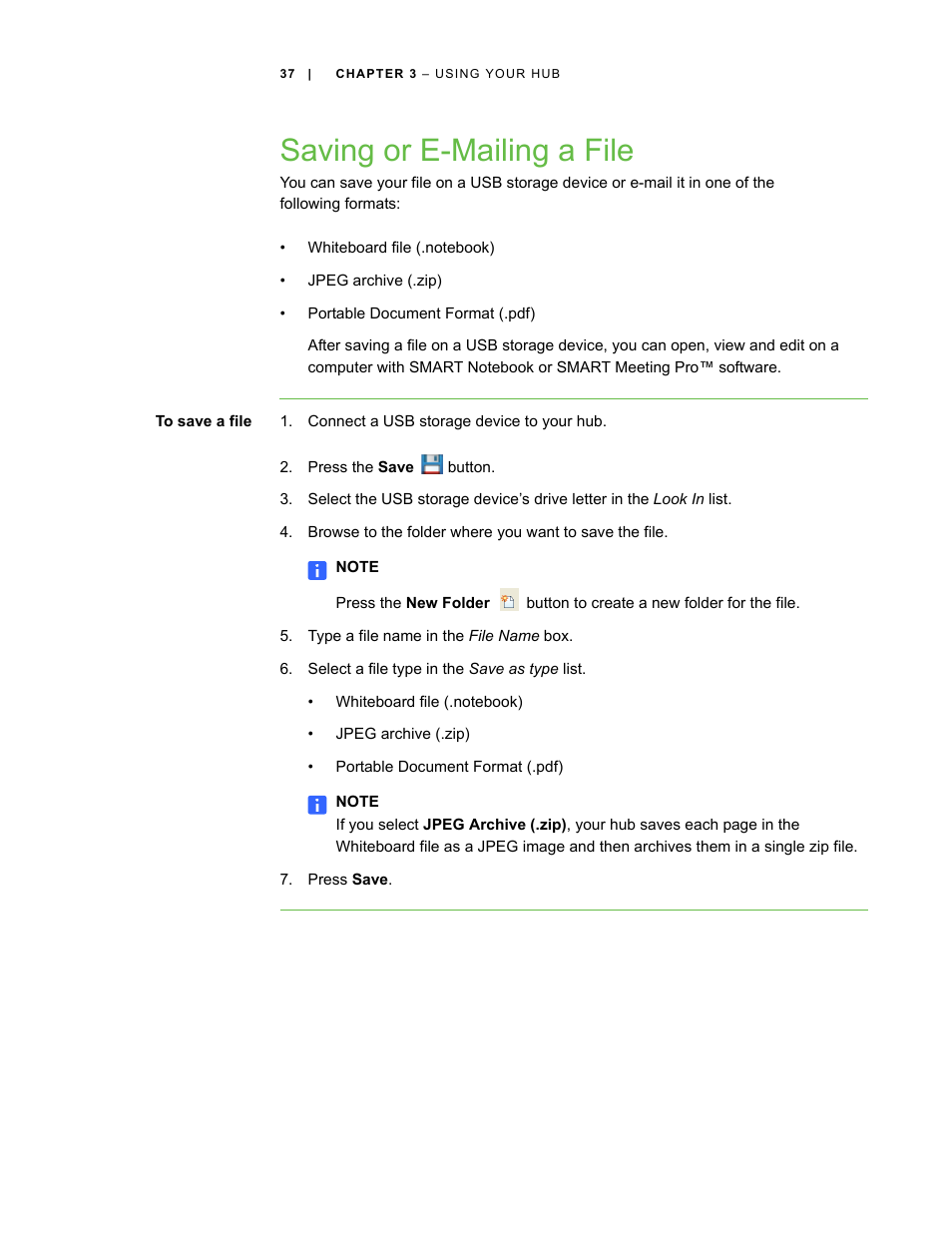 Saving or e-mailing a file | Smart Technologies SMART Hub SE240 User Manual | Page 43 / 58