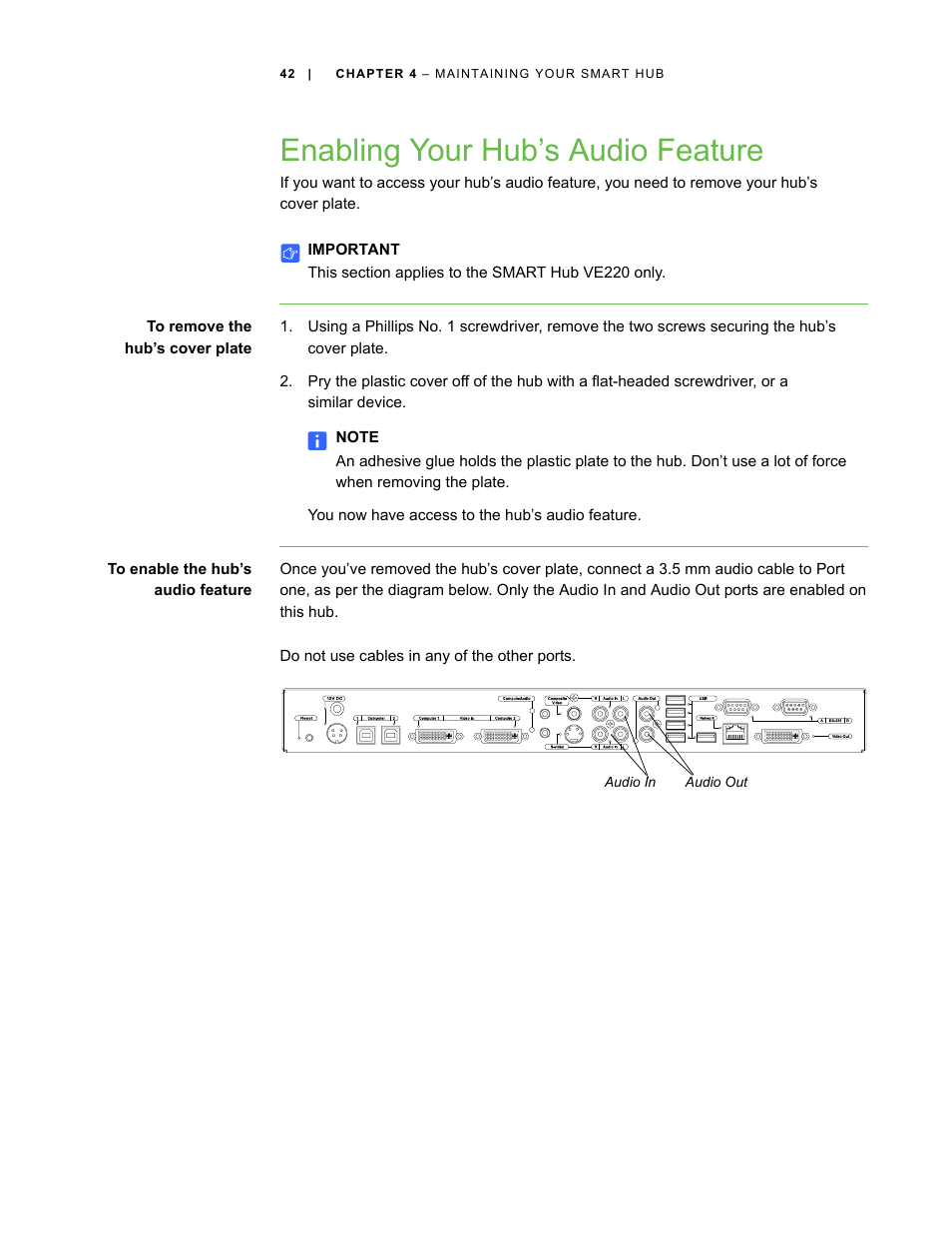 Enabling your hub’s audio feature | Smart Technologies SMART Hub SE240 User Manual | Page 48 / 58