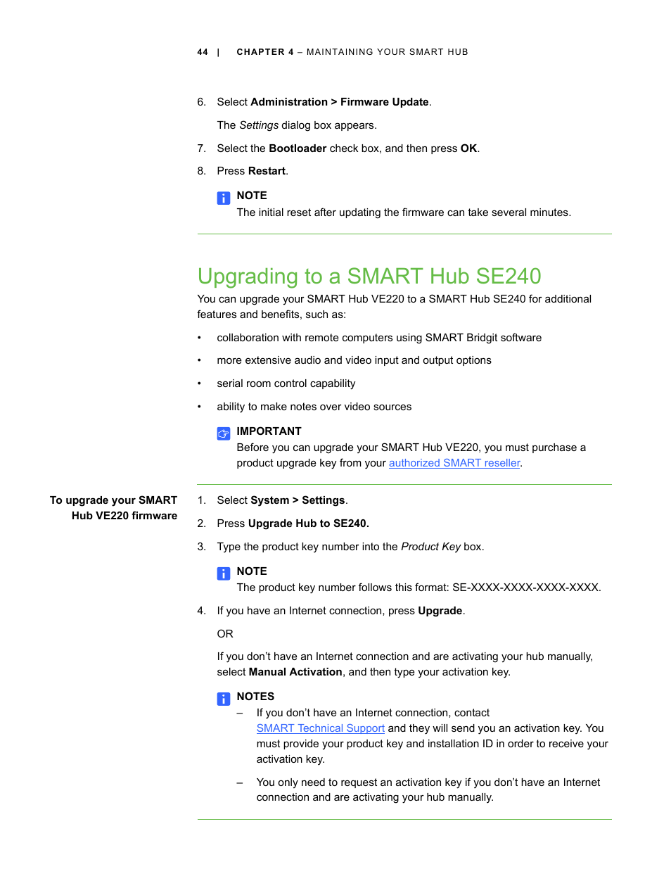 Upgrading to a smart hub se240 | Smart Technologies SMART Hub SE240 User Manual | Page 50 / 58