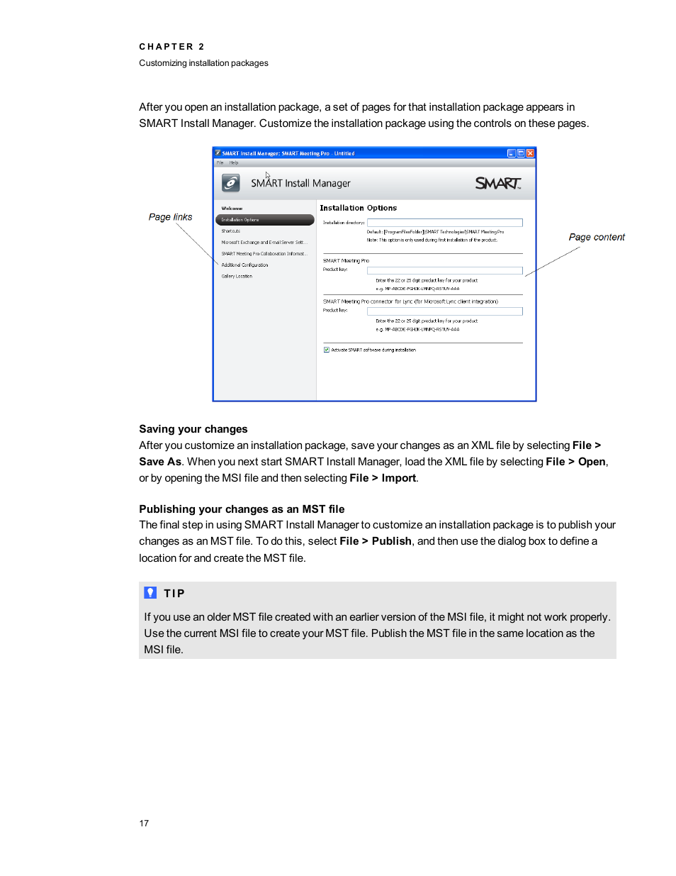 Saving your changes, Publishing your changes as an mst file | Smart Technologies SMART Meeting Pro 3.1 User Manual | Page 23 / 94