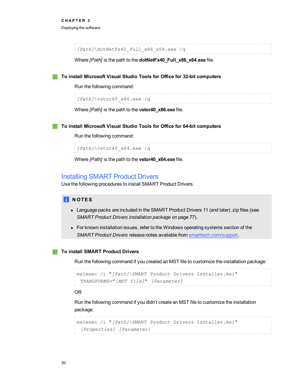 Installing smart product drivers | Smart Technologies SMART Meeting Pro 3.1 User Manual | Page 36 / 94