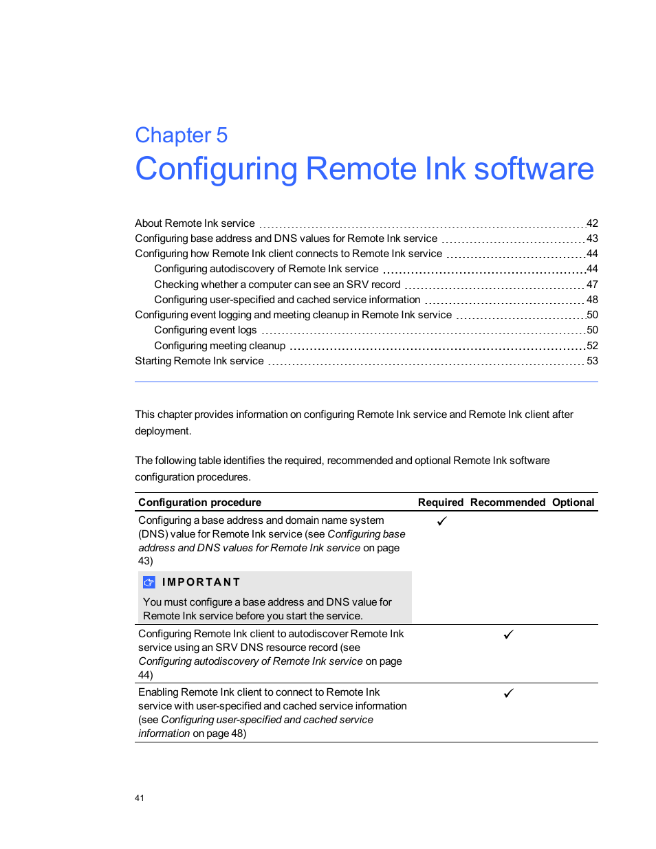 Chapter 5: configuring remote ink software, Chapter 5 | Smart Technologies SMART Meeting Pro 3.1 User Manual | Page 47 / 94