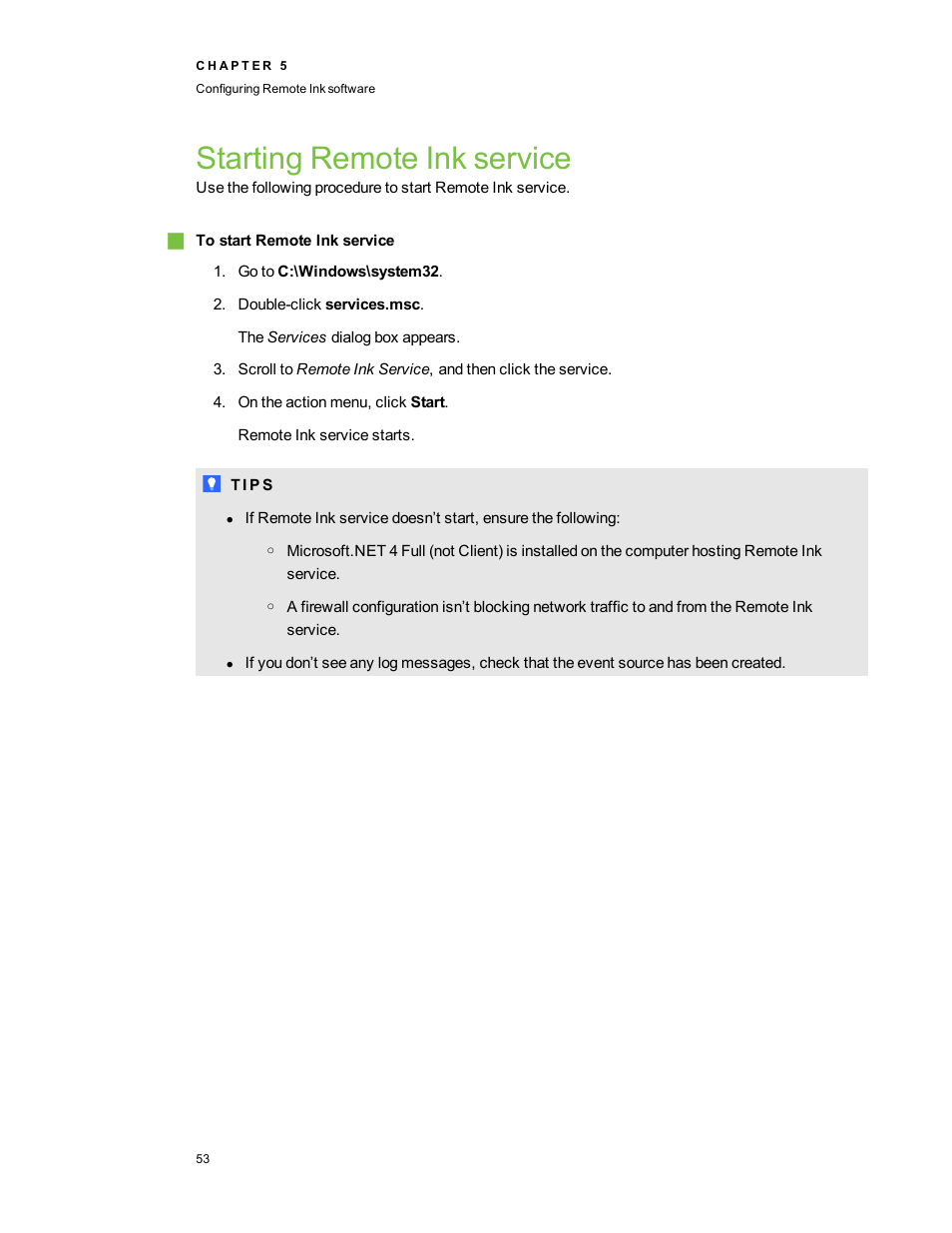 Starting remote ink service | Smart Technologies SMART Meeting Pro 3.1 User Manual | Page 59 / 94