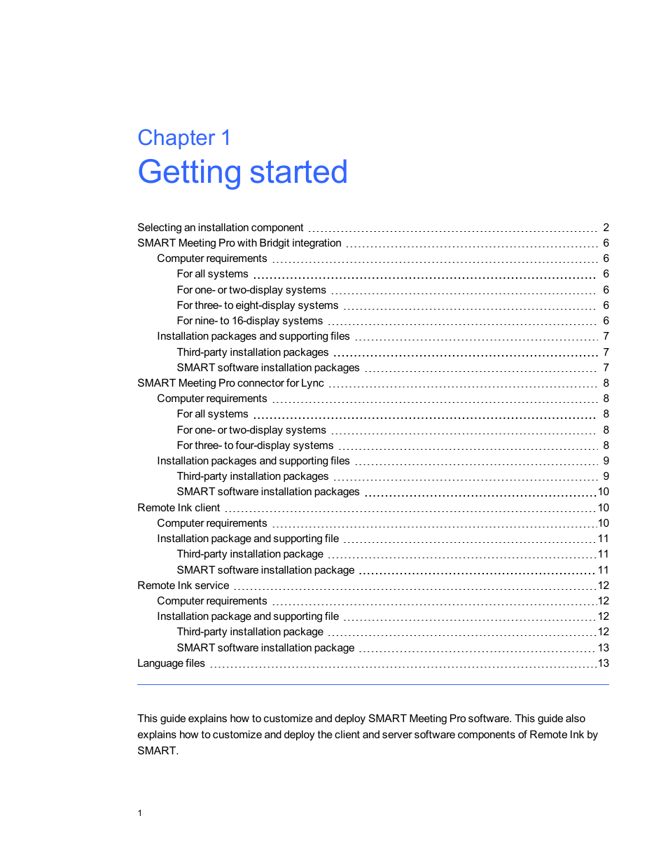 Chapter 1: getting started, Chapter 1 | Smart Technologies SMART Meeting Pro 3.1 User Manual | Page 7 / 94