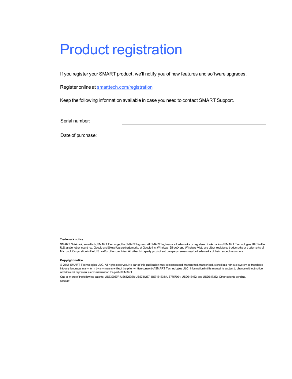 Product registration | Smart Technologies Smart Notebook 3D Tools User Manual | Page 2 / 24
