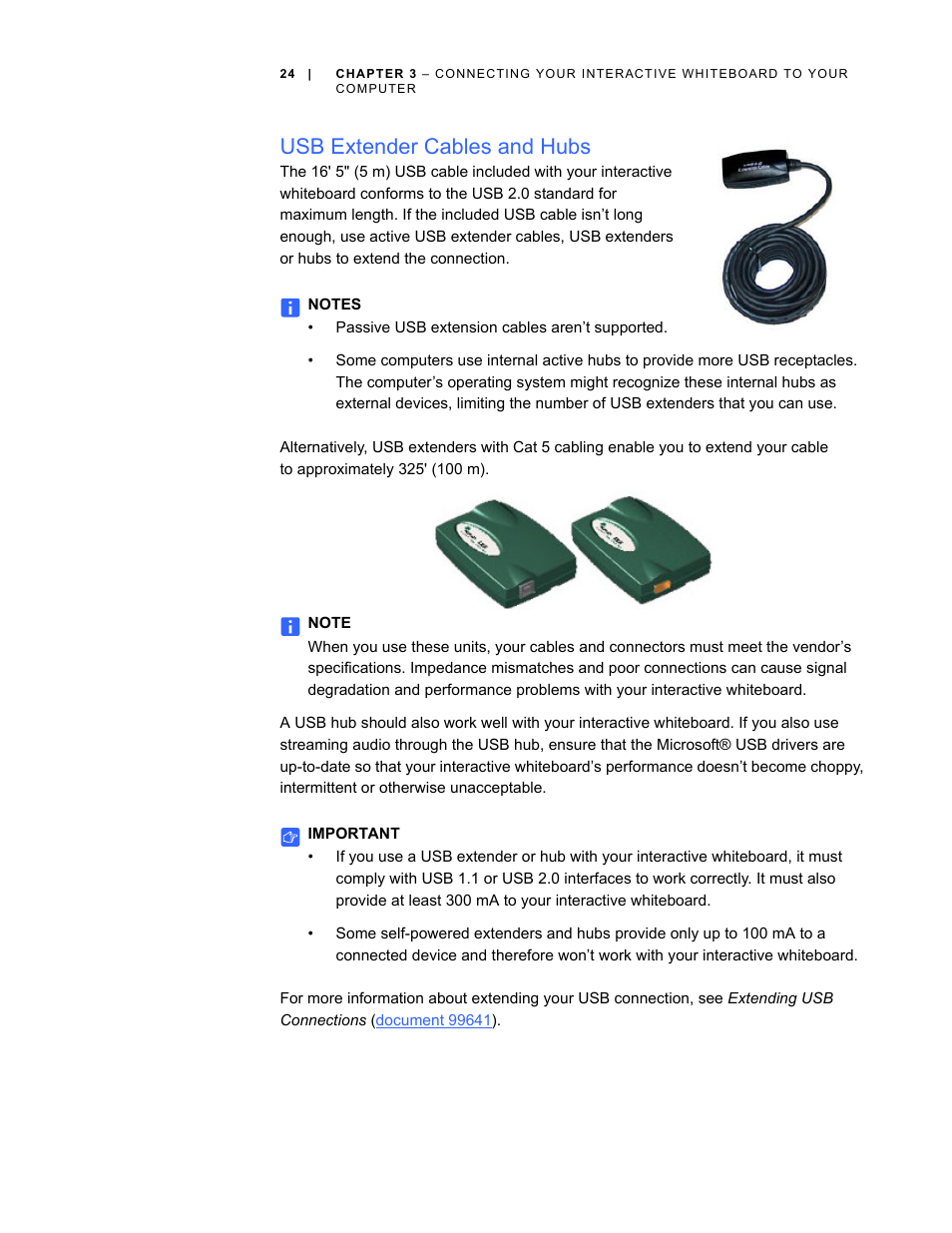 Usb extender cables and hubs | Smart Technologies SMART Board D600 User Manual | Page 32 / 68