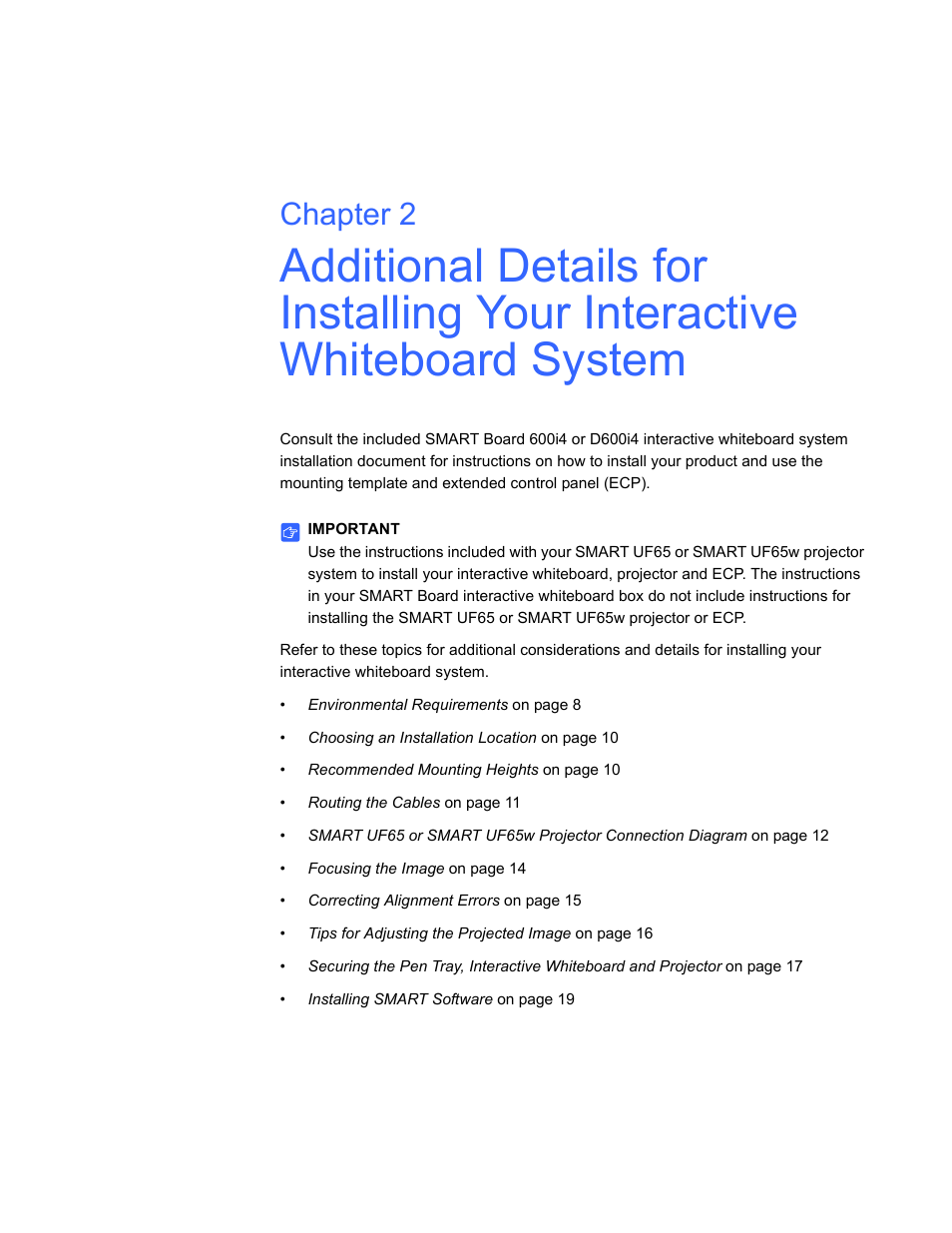 Chapter 2 | Smart Technologies Smart Board Interactive Whiteboard Systems 600i4 User Manual | Page 23 / 124