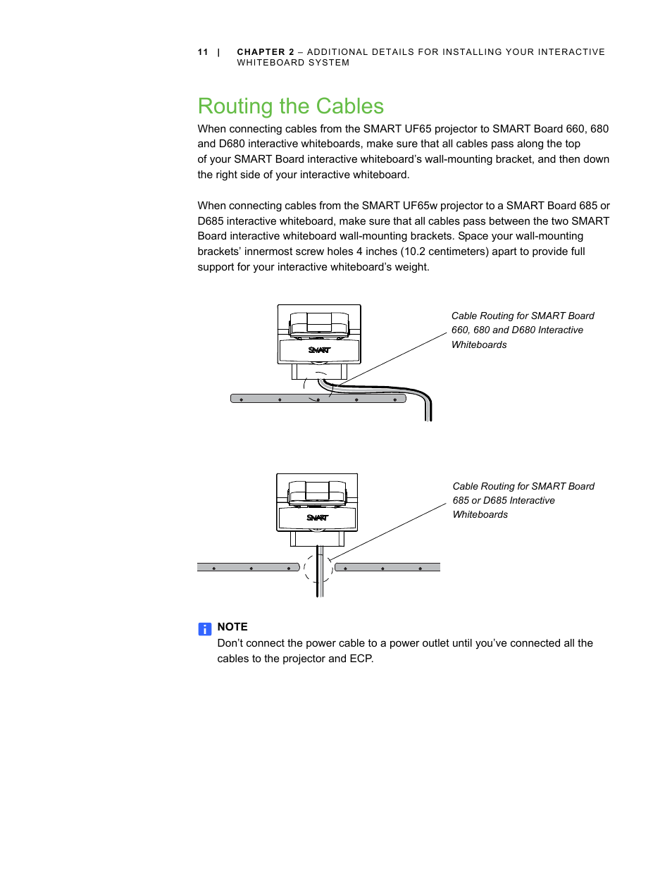 Routing the cables | Smart Technologies Smart Board Interactive Whiteboard Systems 600i4 User Manual | Page 27 / 124