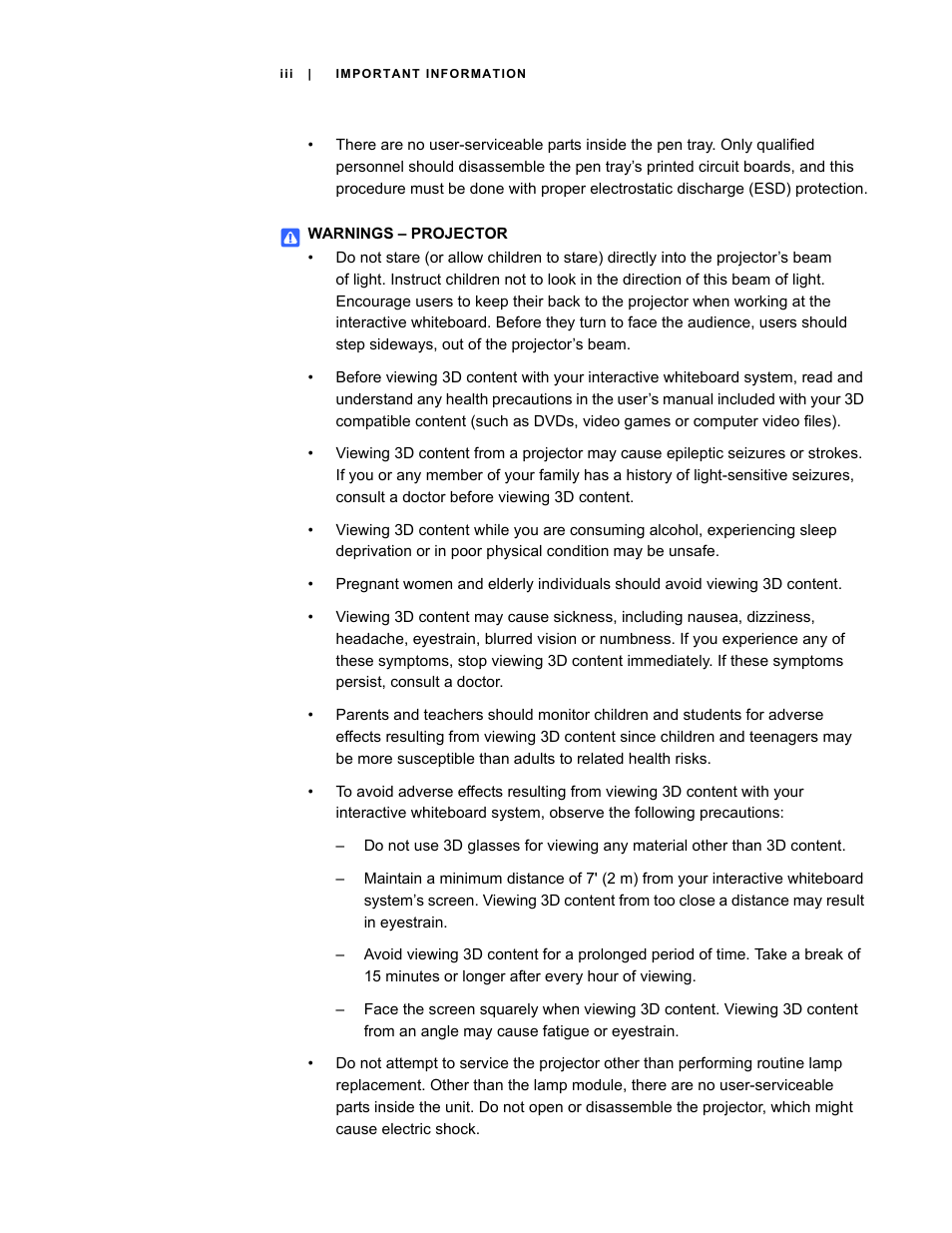 Smart Technologies Smart Board Interactive Whiteboard Systems 600i4 User Manual | Page 5 / 124