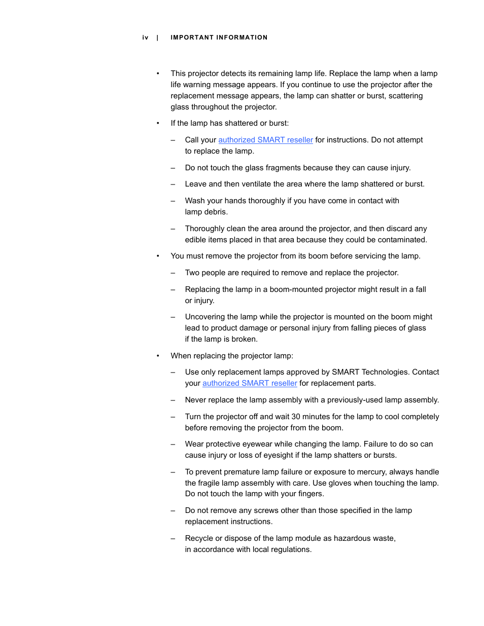Smart Technologies Smart Board Interactive Whiteboard Systems 600i4 User Manual | Page 6 / 124