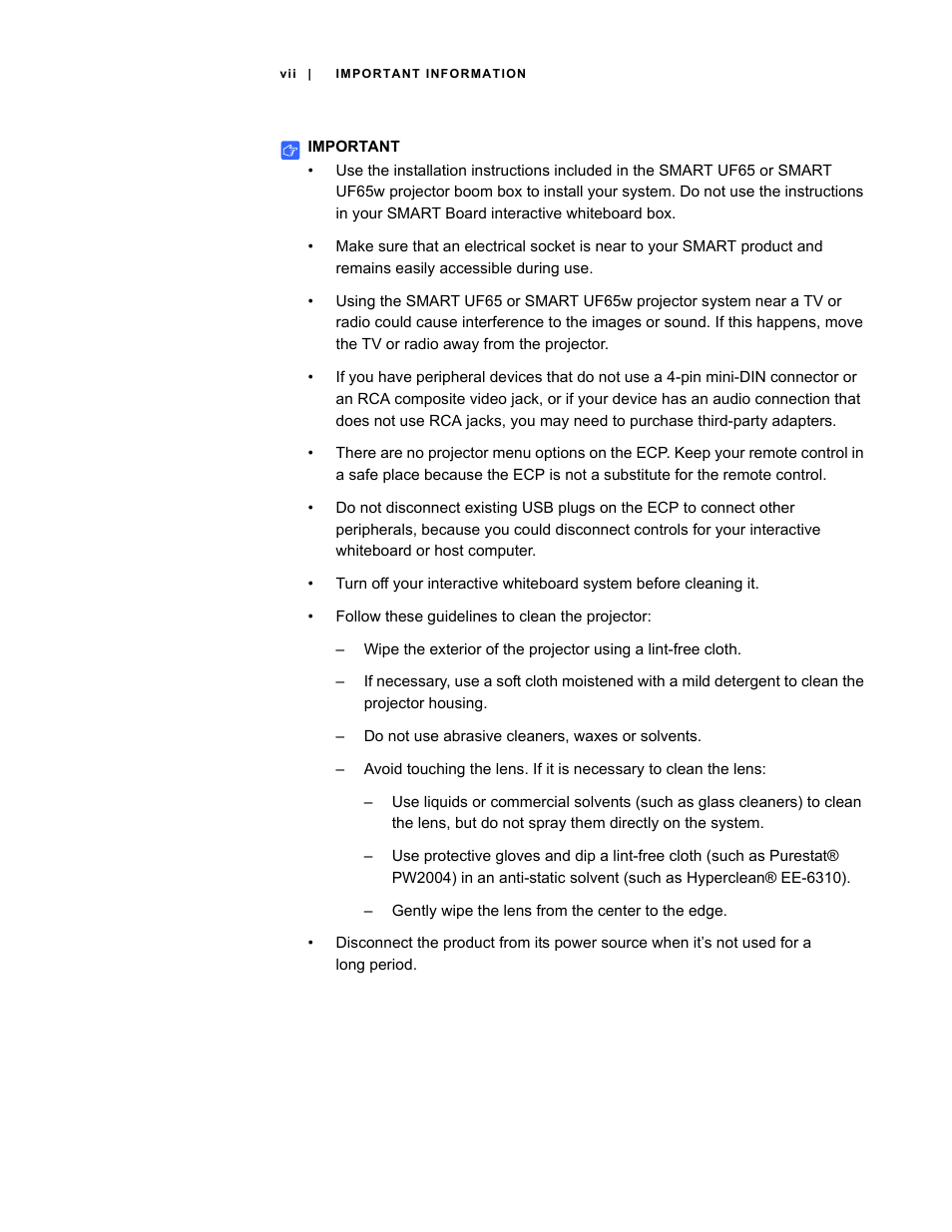 Smart Technologies Smart Board Interactive Whiteboard Systems 600i4 User Manual | Page 9 / 124